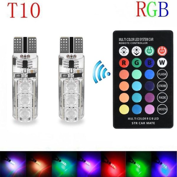 نوع الصمام: T10 5050 SMD LED - عدد الصمام: 6 - الجهد: DC 12V - الطاقة: 2 واط - لون الضوء: RGB - جهاز التحكم عن بعد: مدعوم من بطارية خلية زر CR2025 (مضمنة) - حجم جهاز التحكم عن بعد: تقريبًا. 9.4 × 5 × 0.5 سم - حجم المصباح: تقريبًا. 3.4x0.9x0.9 سم - الاستعمال: ضوء القراءة ، مصباح السقف ، ضوء صندوق السيارة والضوء الداخلي. - تعليمات التثبيت: قبل التثبيت ، قم بإيقاف تشغيل مفتاح الطاقة وإيقاف تشغيل المصباح